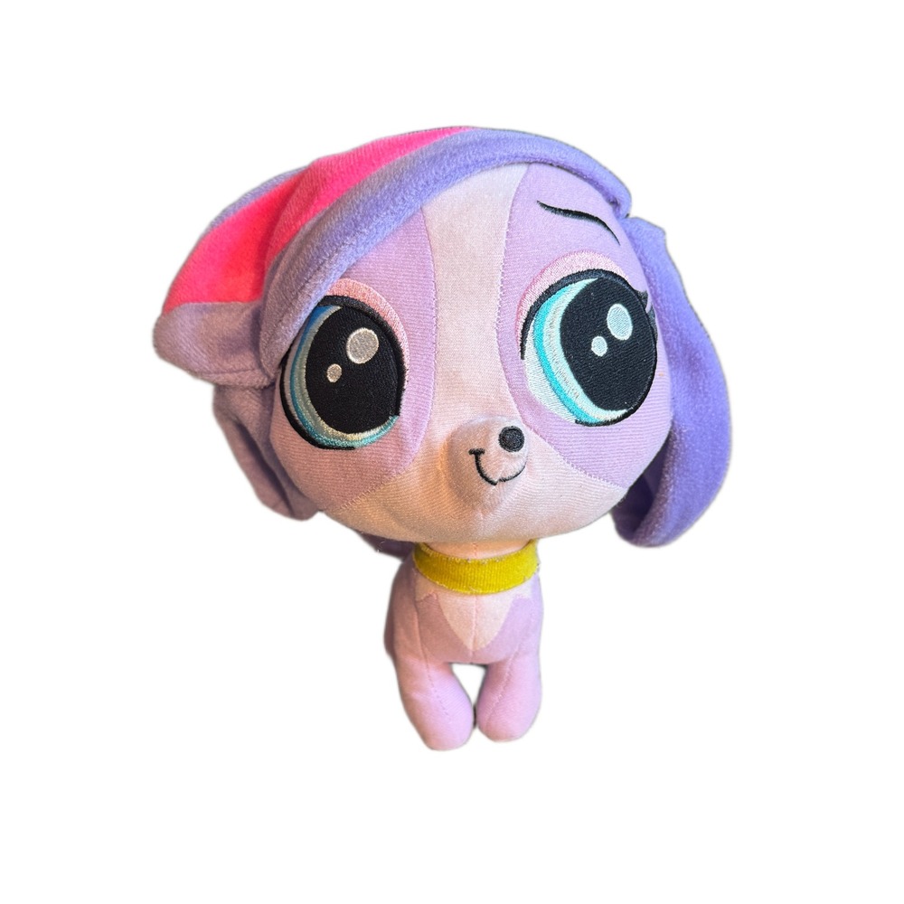 Littlest Pet Shop Zoe Trent Plush Purple Spaniel Dog Stuffed Animal Pink Ears‎